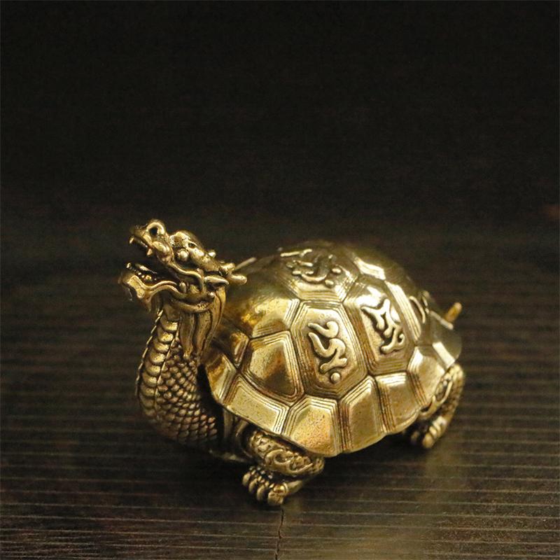 Brass material Zen dragon turtle shaped ornament