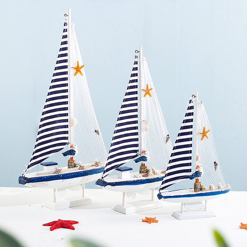 Blue and white shell sailboat style handicraft gift