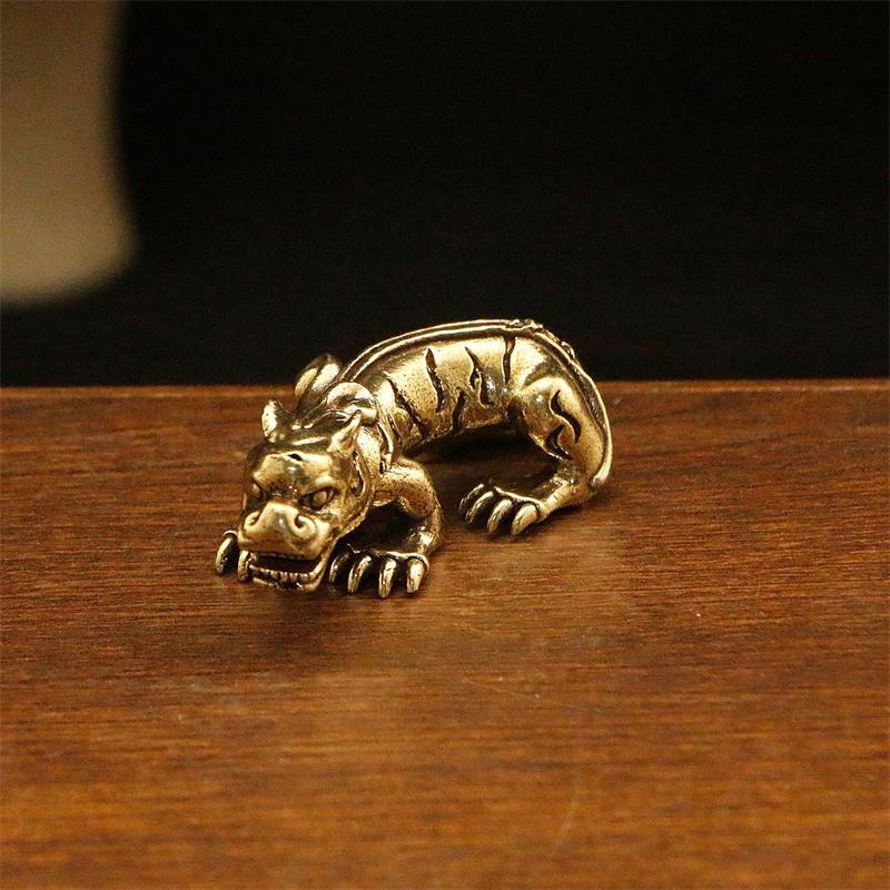 Brass material white tiger shaped ornament