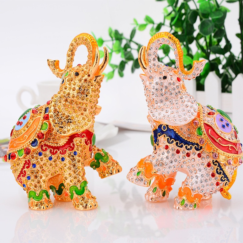 Diamond encrusted elephant model ornament