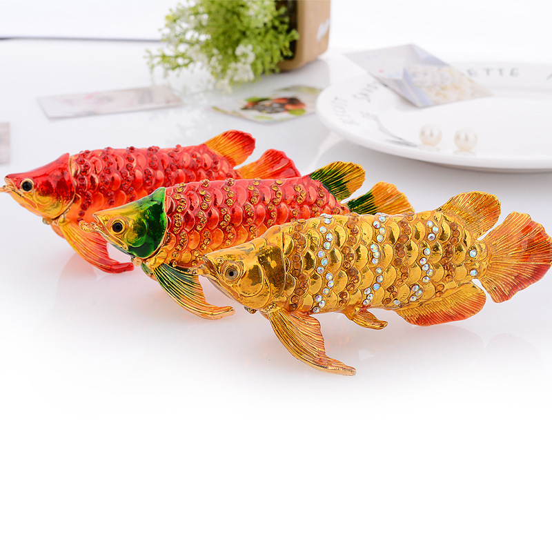 Fish shaped painted jewelry box
