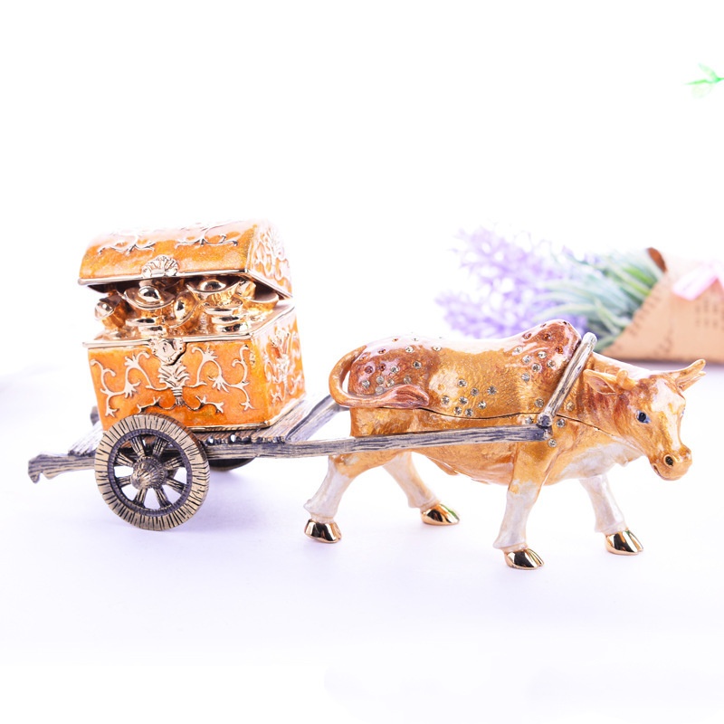 Golden Bull Treasure Chest Shaped Ornament
