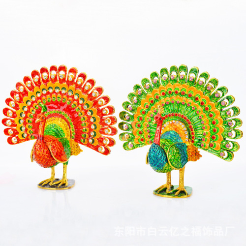Peacock Opening Screen Enamel Craft Ornament