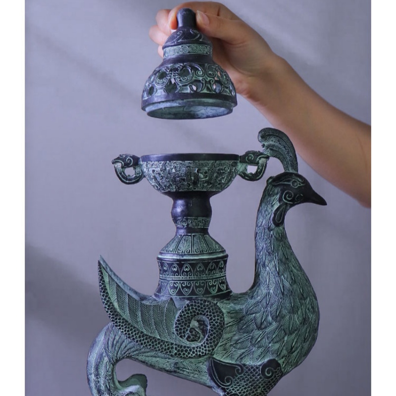 Antique Bronze Phoenix Incense Burner Crafts