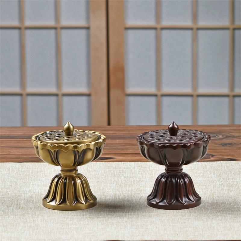 Antique Zen Lotus Shaped Zinc Alloy Incense Burner