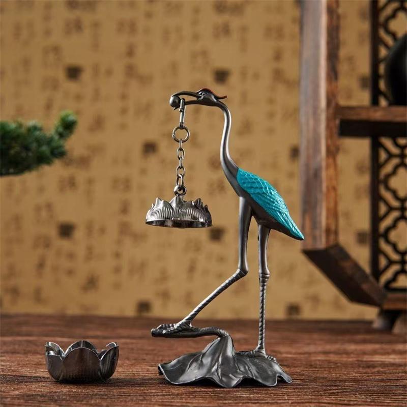 Creative Crane Shaped Incense Burner Lotus Hanging Stove