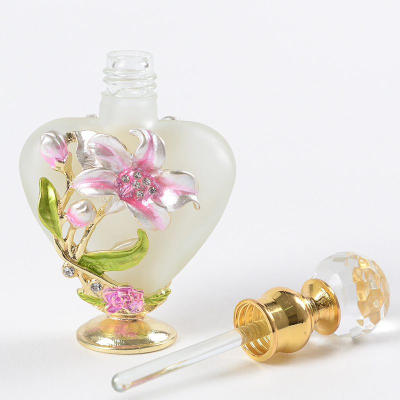 Heart shaped enamel perfume bottle