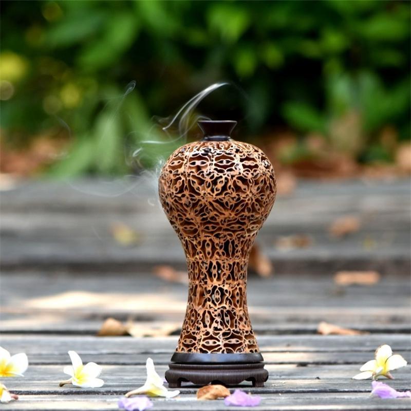 Hollow carved walnut material antique agarwood sandalwood plate incense burner
