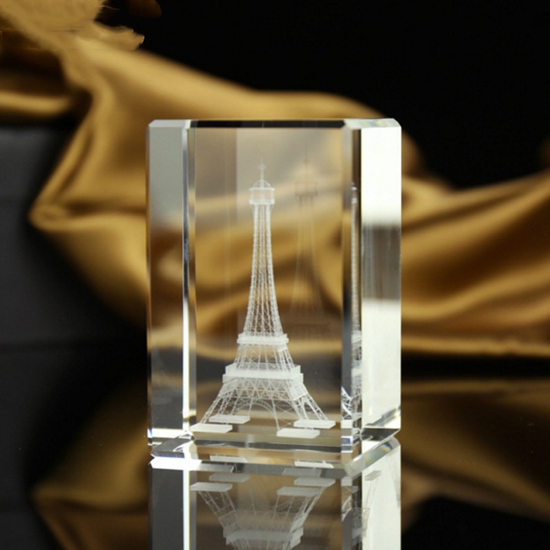 3D crystal carved Eiffel Tower handicraft ornament