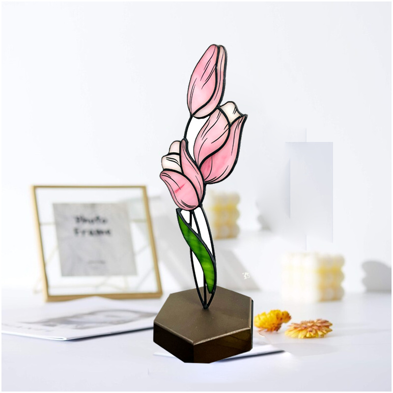 Colorful glass petal shaped creative ornament