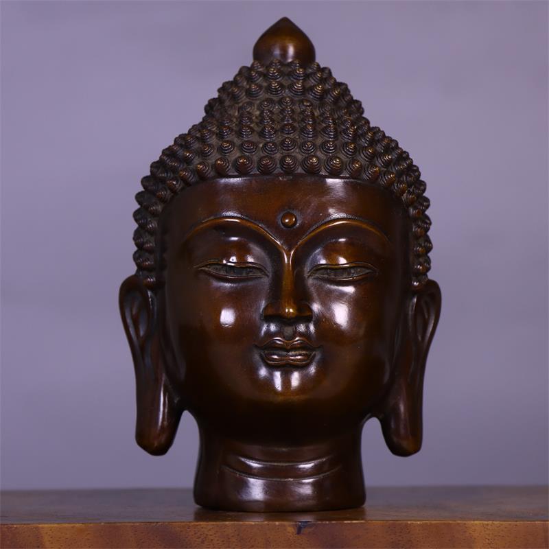 Creative jujube red pure copper Buddha head ornament