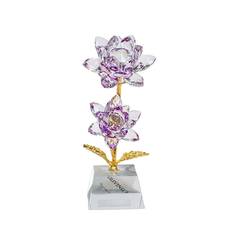 Double headed crystal lotus ornament - jewelry counter decoration