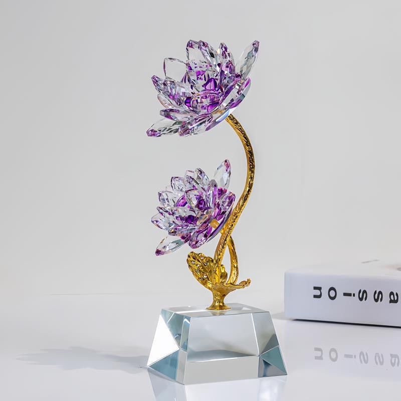 Double headed crystal lotus ornament – jewelry counter decoration
