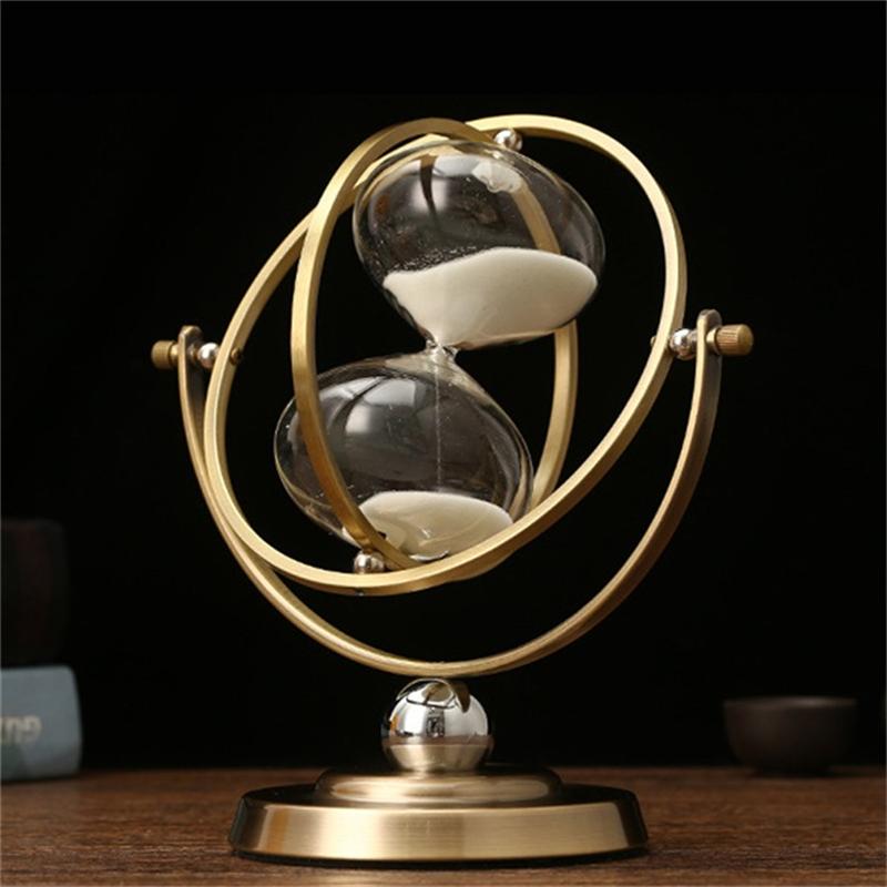 Hardware rotating globe hourglass ornament