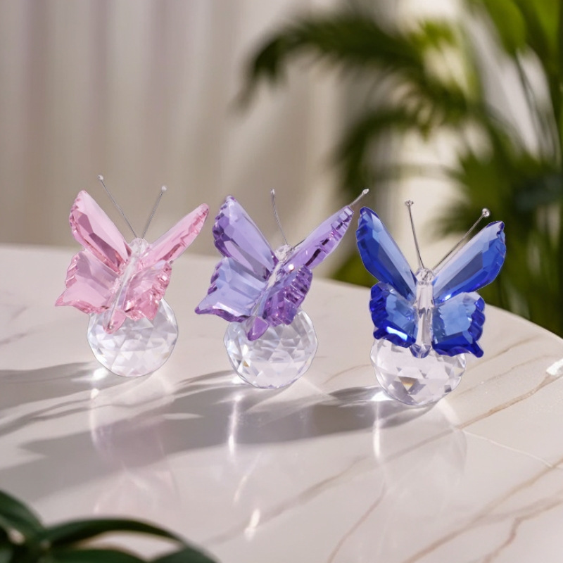 Purple pink blue crystal butterfly counter decoration ornament