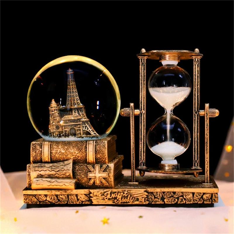 Retro iron tower crystal ball hourglass ornament