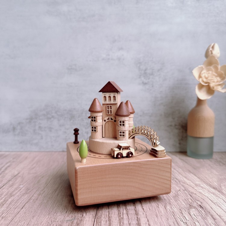 A fairy tale like rotating wooden castle