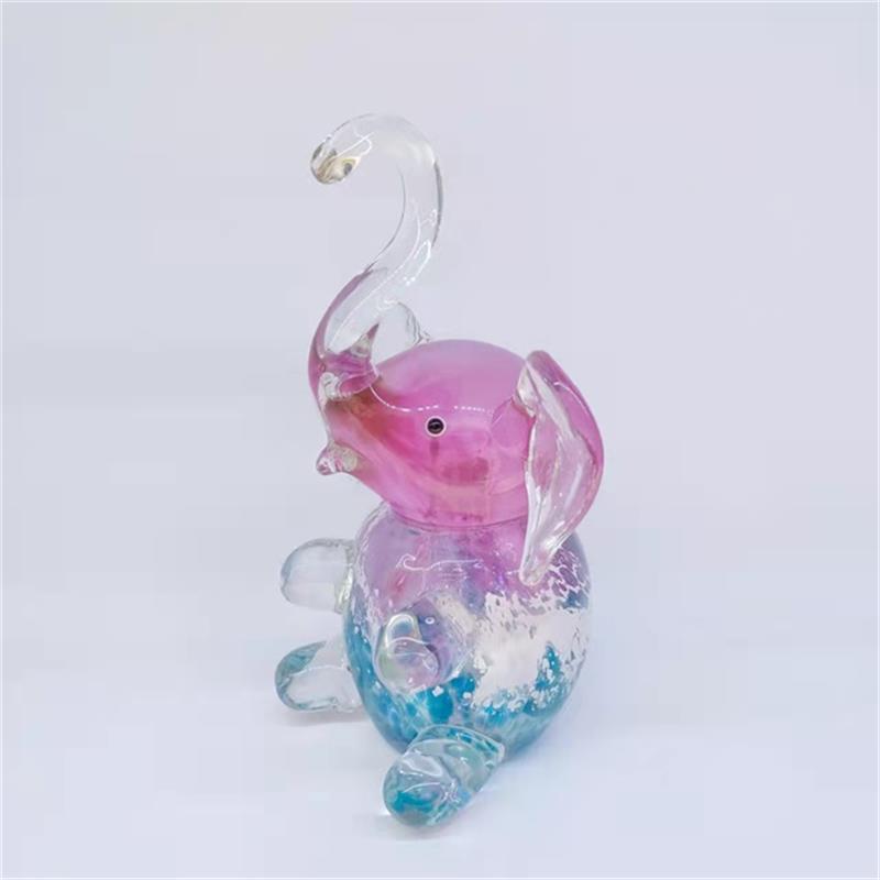 Gradient-Colored Glass Elephant Home Decor