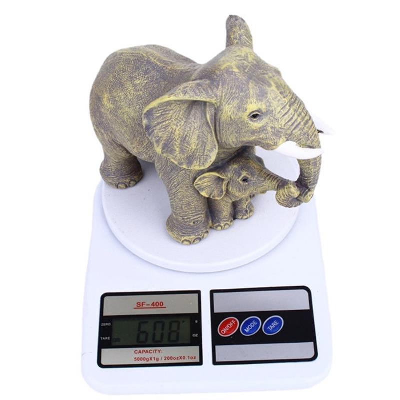 Elephant Mother and Baby Resin Figurine