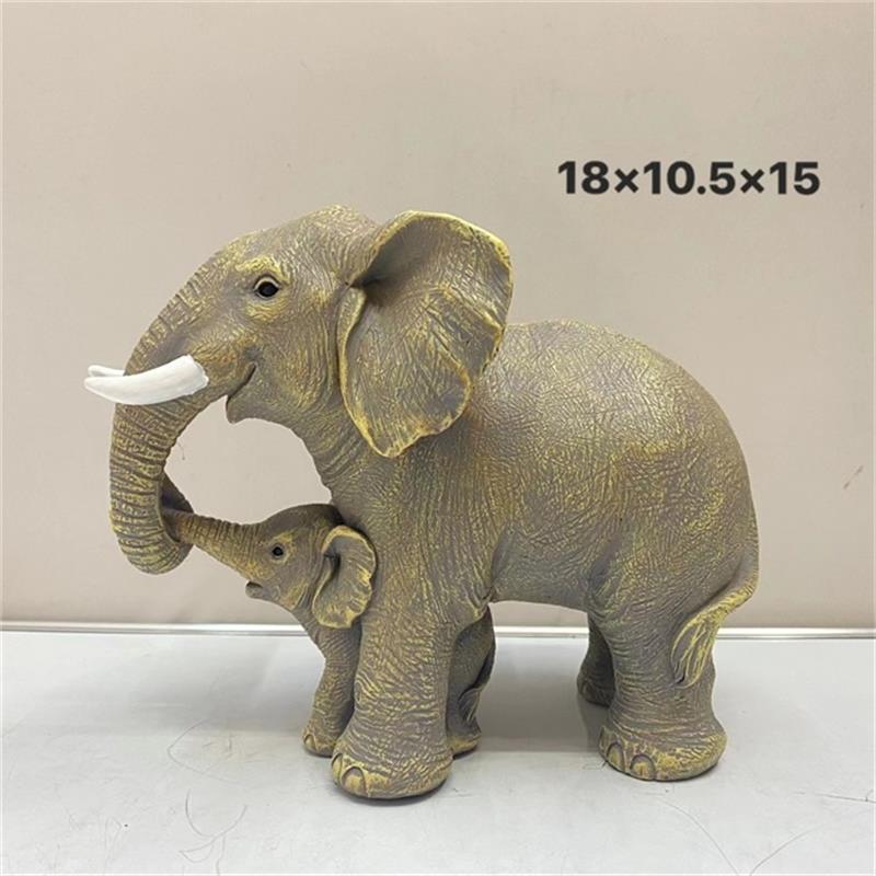 Elephant Mother and Baby Resin Figurine