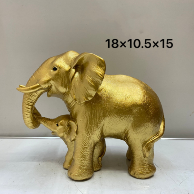 Elephant Mother and Baby Resin Figurine