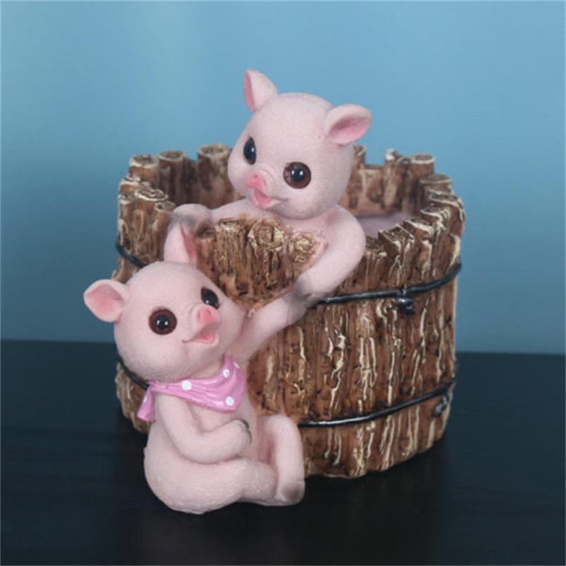 Cute Pig and Bunny Resin Flower Pot Ornaments