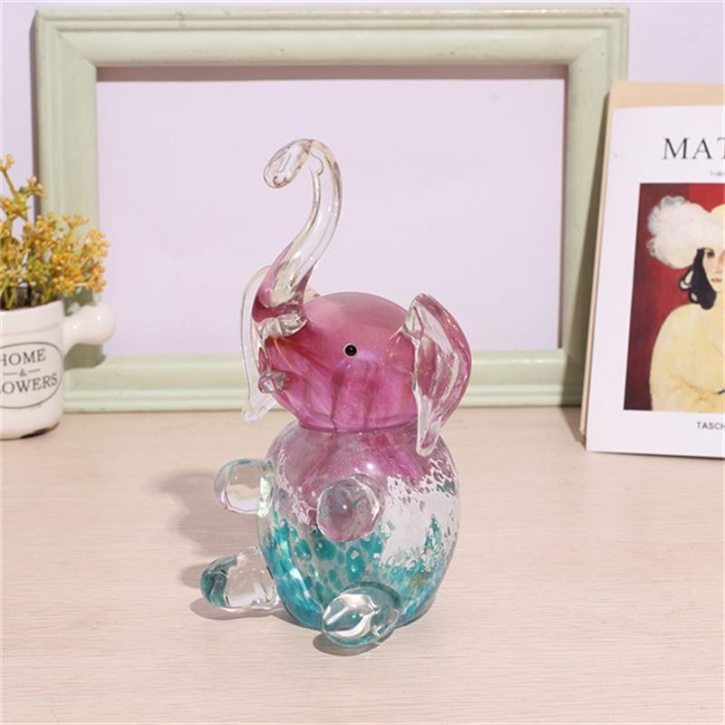 Rainbow Glass Elephant Figurine: A Colorful Sculpture for Home & Office Decor
