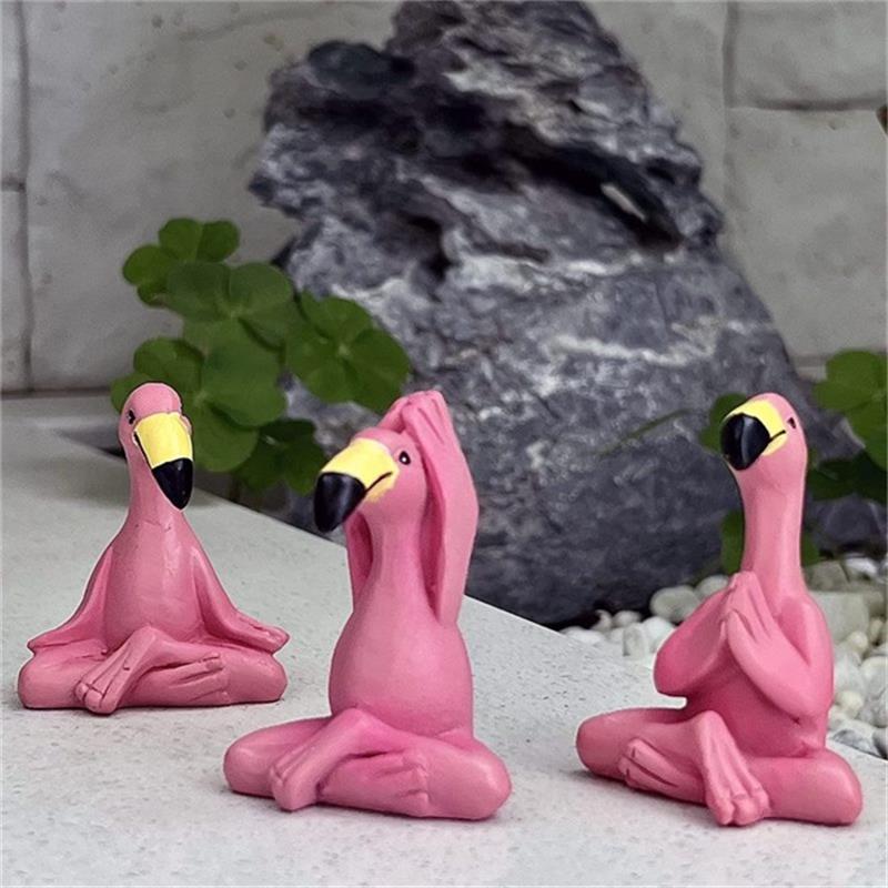 Yoga Flamingo Statues for Home Decor