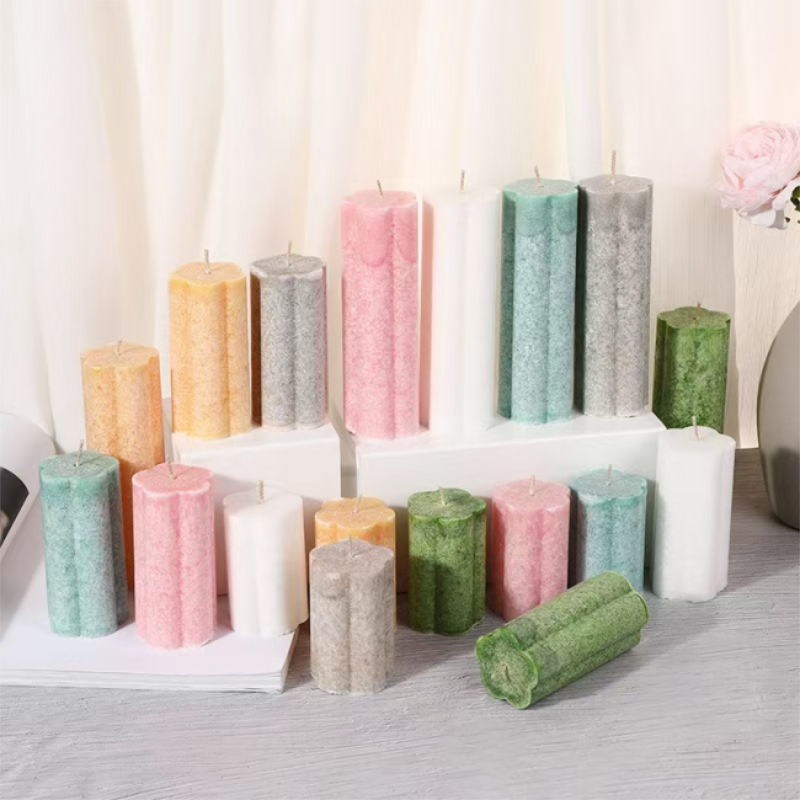 Hand-Painted Plum Blossom Pillar Candle