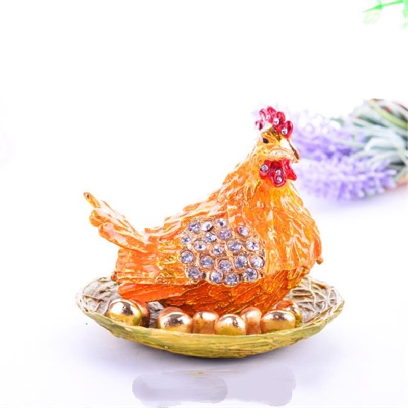 Hen Laying Eggs Jewelry Box Resin Craft Ornament