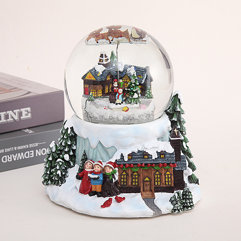 Musical Snow Globe: Glass Water Globe Decoration with Resin Christmas Figurine