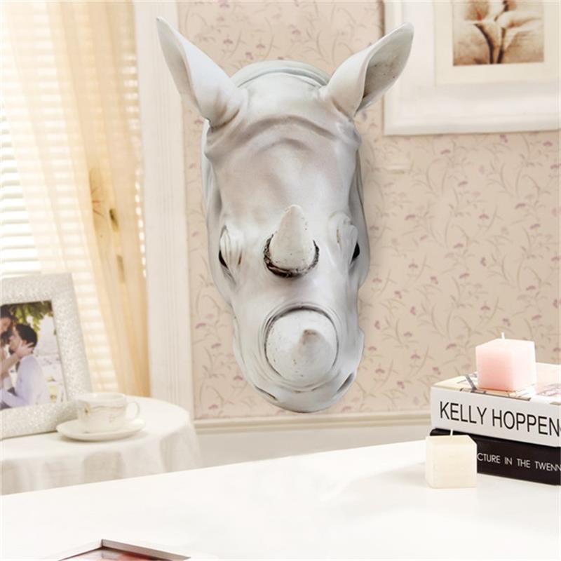 White Rhino Head Resin Ornament Wall Hanging