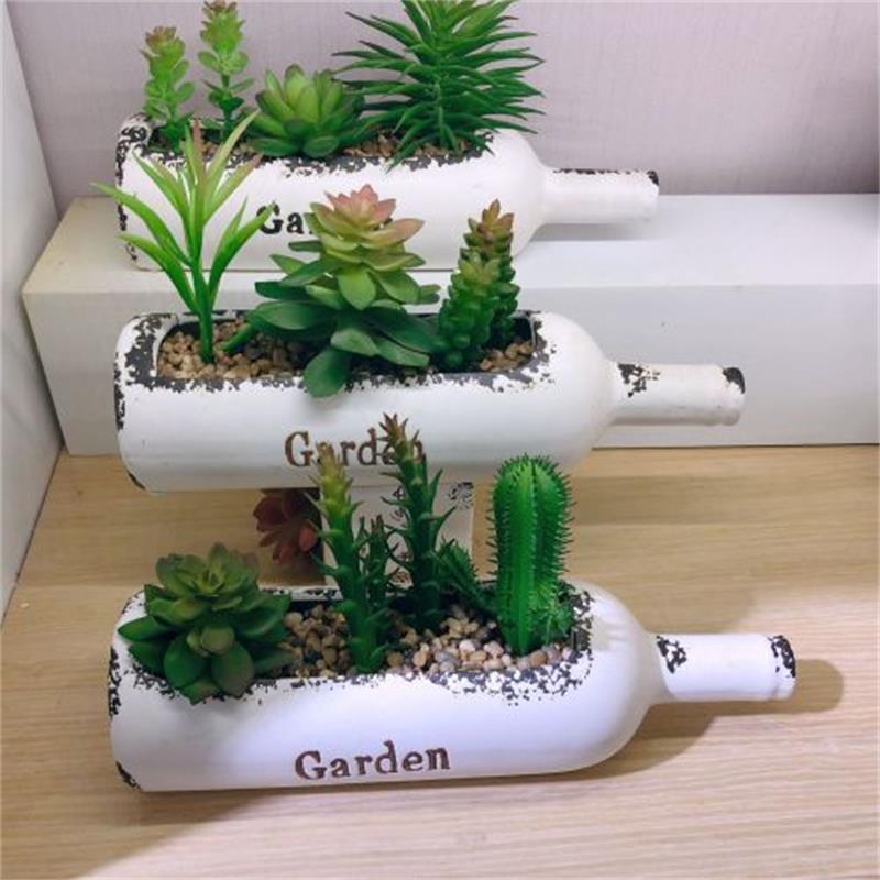 Ceramic Succulent Bottle Planter Decor