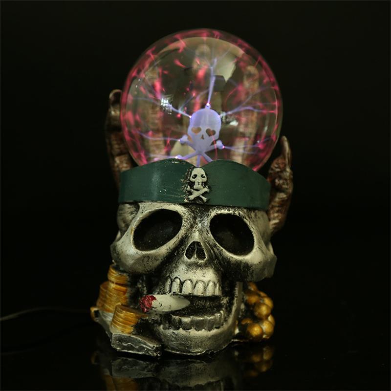 Skull with Crystal Ball on Top Figurine