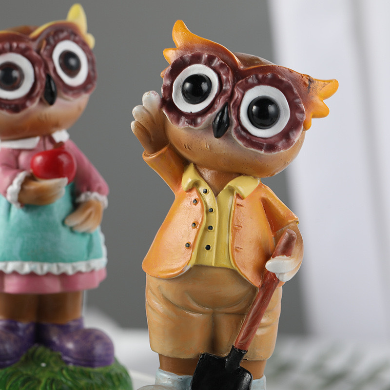 Pair of Owls Resin Figurine