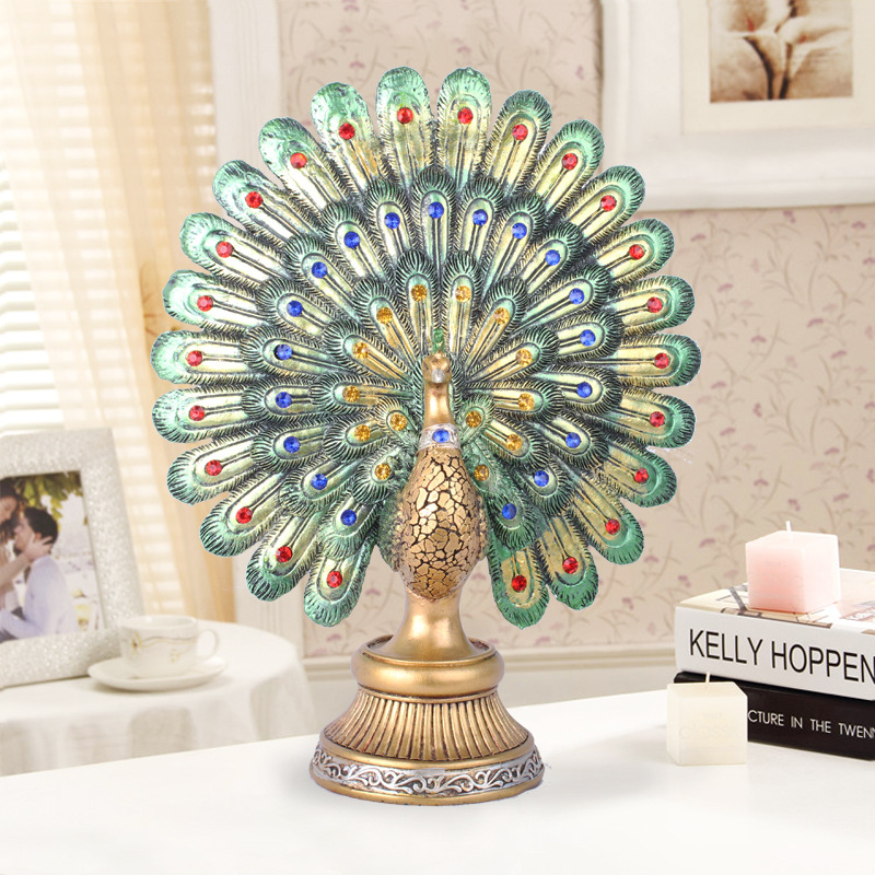 Peacock Sculpture Resin Craft – Home Decorative Accent