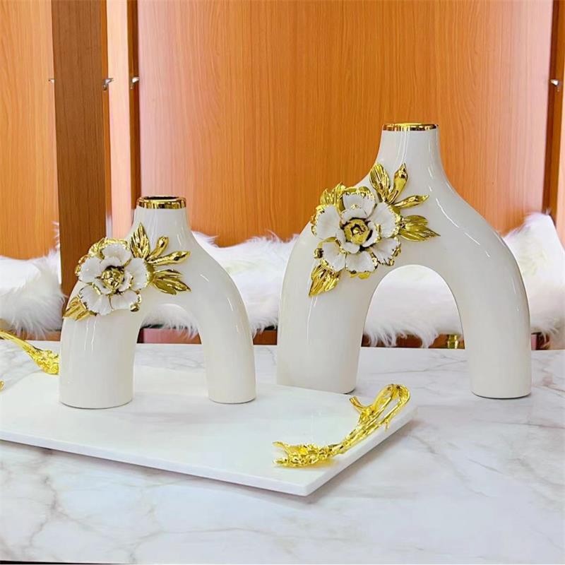 The Gold Floral Electroplated Vase Decor